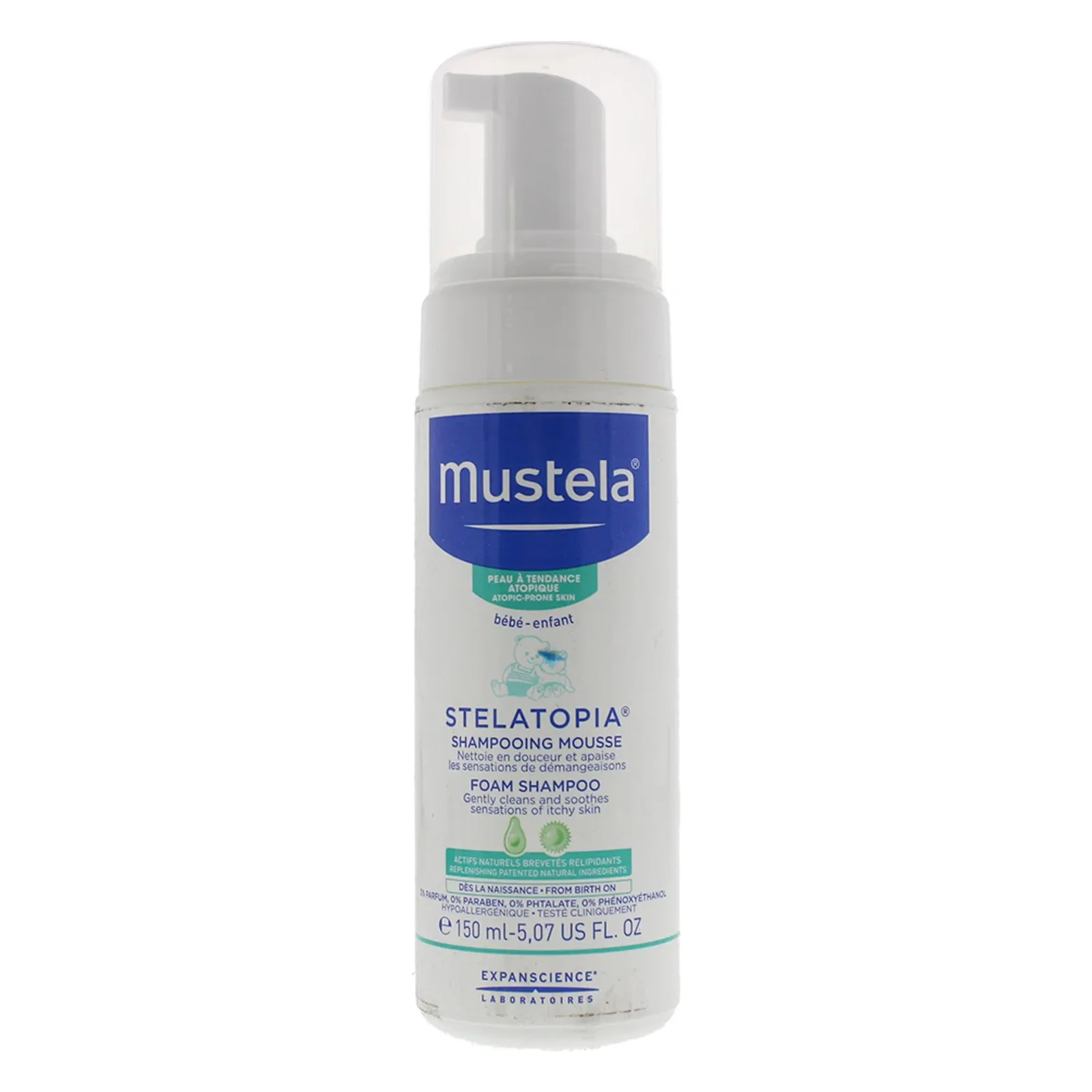 Șampon spumant pentru scalp sensibil și ten atopic la bebeluși, Stelatopia Foam Shampoo, Mustela, 150 ml Șampon spumant pentru scalp sensibil și ten atopic la bebeluși, Stelatopia Foam Shampoo, Mustela, 150 ml