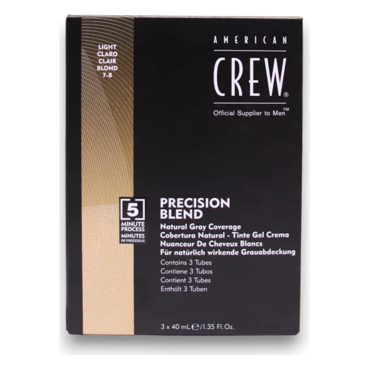 Vopsea American Crew Precision Blend 7-8 Light 3 x 40 ml Cutie neagră American Crew Classic Precision Blend, nuanța 7-8 Light, 3 x 40 ml