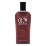 Flacon maro American Crew 3-IN-1 de 100 ml, cu capac negru, pe fundal alb