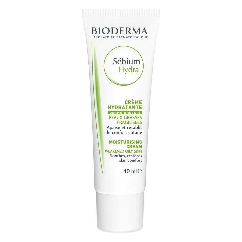 Cremă hidratantă Bioderma Sebium Hydra 40 ml Tub alb de cremă hidratantă Bioderma Sebium Hydra de 40 ml, cu grafică verde