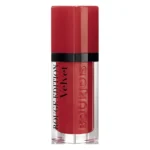Flacon închis de ruj lichid Bourjois Rouge Edition Velvet, cu capac roșu și corp transparent