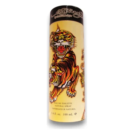 Flacon cilindric crem cu doi tigri tatuați, apă de toaletă Ed Hardy de 100 ml
