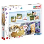 Cutia Clementoni SuperKit Animals cu cățeluși, pisoi și cartonașe cu animale de fermă