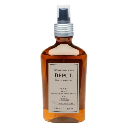 Flacon maro cu pompă de pulverizare Depot No. 607 Sport Refreshing Body Spray, 200 ml