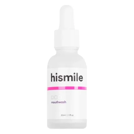 Flacon alb Hismile pap+ mouthwash de 30 ml, cu picurător și capac alb
