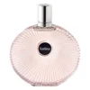 Flacon rotund din sticlă roz cu striații, apă de parfum Lalique Satine, capac argintiu
