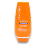 Flacon portocaliu Lancaster Sun Delicate Skin, lapte de protecție solară cu SPF 50
