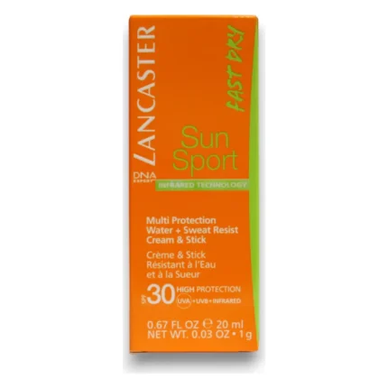 Cutie portocalie Lancaster Sun Sport, cremă și stick SPF 30, 20 ml