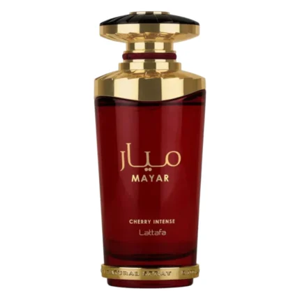 Flacon roșu de sticlă cu capac auriu, Mayar Cherry Intense Lattafa 100 ml