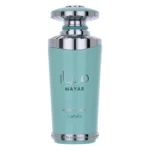 Flacon turcoaz de apă de parfum Lattafa Mayar Natural Intense de 100 ml, cu capac argintiu