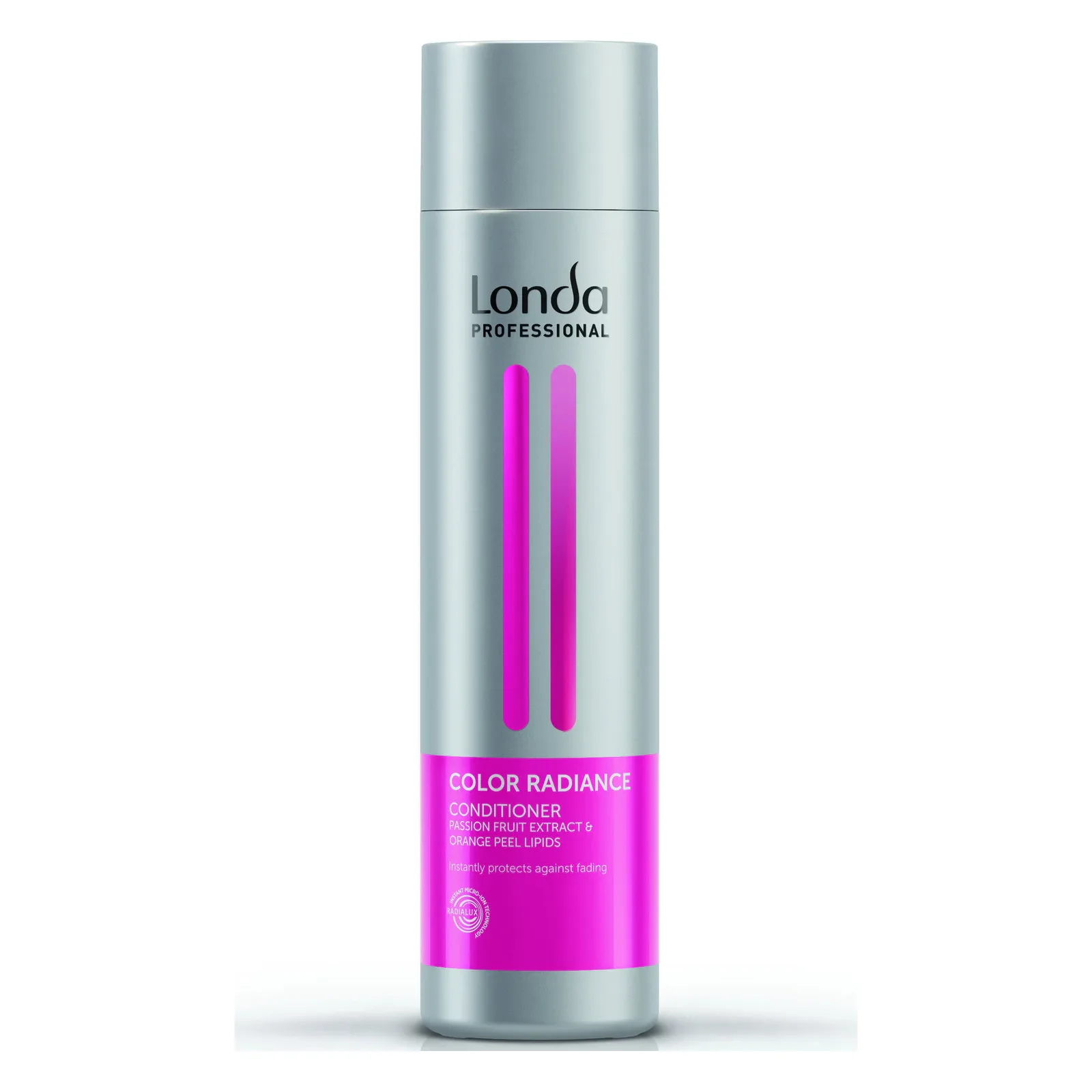 Balsam Londa Professional Color Radiance 250 ml Flacon argintiu cu bandă roz al balsamului Londa Professional Color Radiance de 250 ml