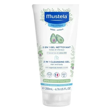 Gel curățare 2 în 1 bebeluși cu Avocado, Mustela, 200 ml