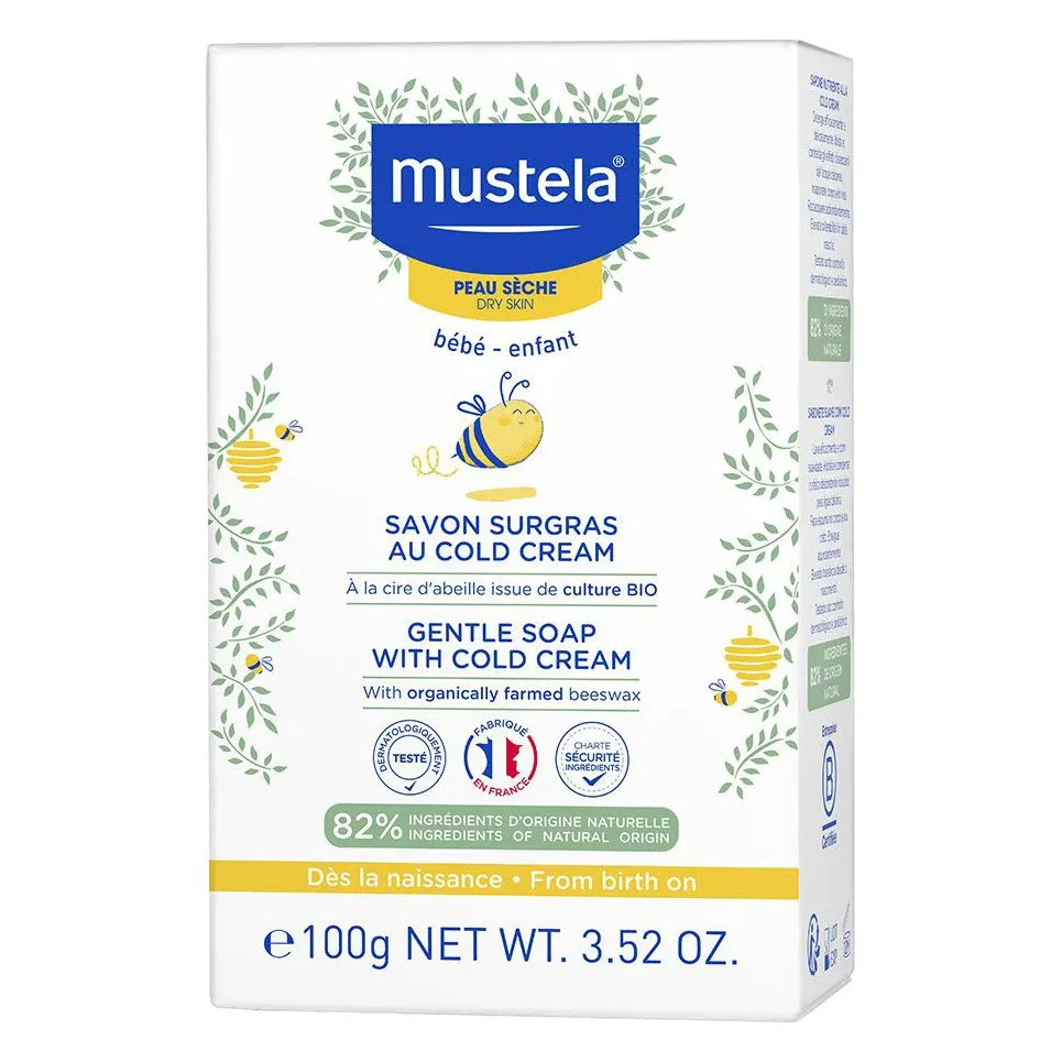 Săpun cu Cold Cream Mustela 100 g Calup de săpun solid Mustela cu Cold Cream, 100 g, în cutie albă