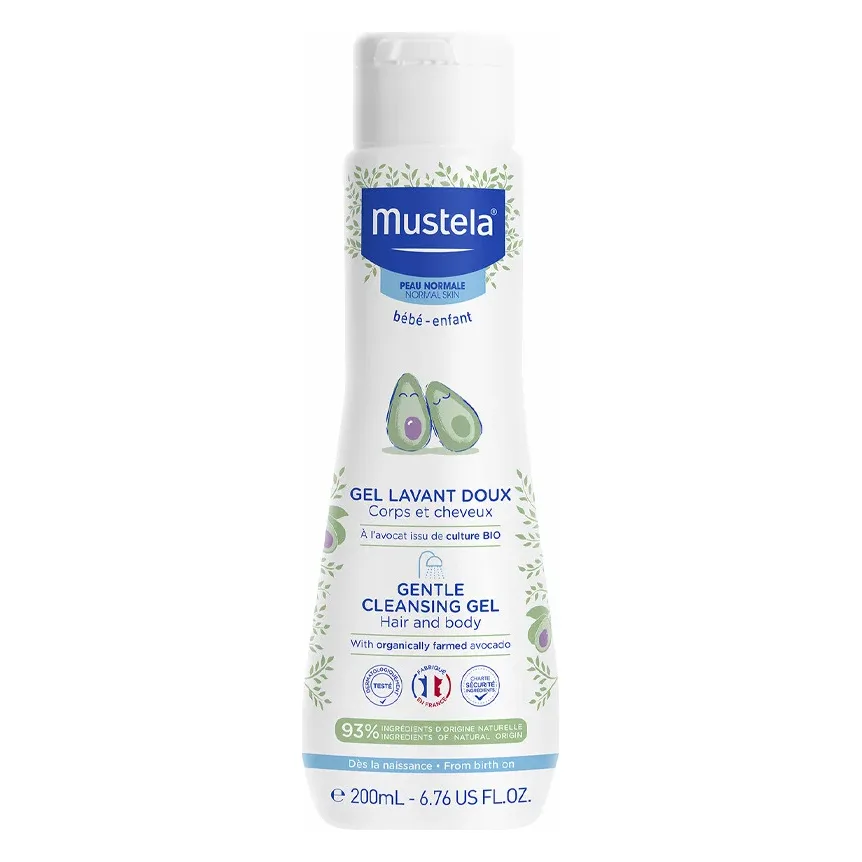 mustela-mustela-avocado-gentle-cleansing-cleansing-gel-for-face-hair-200-ml-1764857436 Gel de curățare blândă pentru față și păr la bebeluși cu extract de avocado, Mustela Gentle Cleansing Gel, Mustela, 200 ml - imagine 1