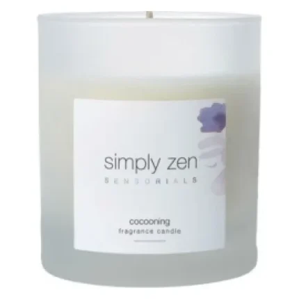 Borcan mat de lumânare Simply Zen Sensorials cocooning, cu etichetă albă și acuarelă violet