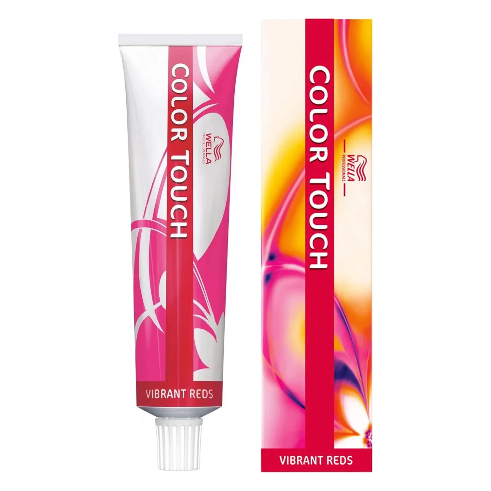 Vopsea Wella Color Touch 3/66 castaniu închis violet intens 60 ml Tub și cutie Wella Color Touch Vibrant Reds de 60 ml, ambalaj alb cu roz