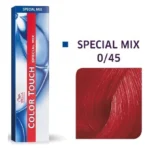 Cutia Wella Color Touch Special Mix 0/45 alături de mostra de culoare roșu mahon