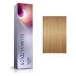 Cutie argintie Wella Professionals Illumina Color și mostră de păr blond luminos maro, nuanța 9/7