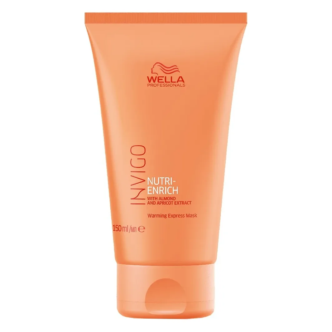Mască autoîncălzitoare Wella Invigo Nutri-Enrich Warming Express 150 ml Tub portocaliu de mască Wella Invigo Nutri-Enrich Warming Express, 150 ml, capac cu filet