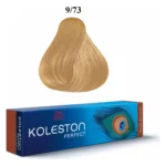 Mostră de culoare a nuanței 9/73 și cutia Koleston Perfect Deep Browns de 60 ml